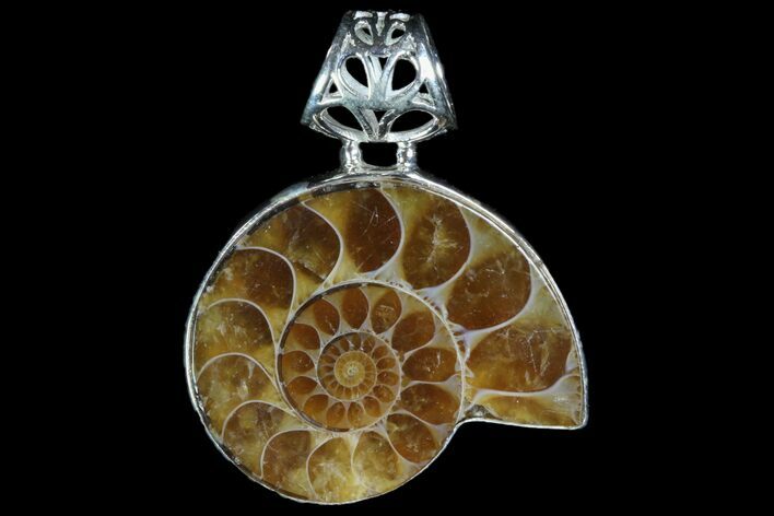 Ammonite Fossil Pendant - Sterling Silver #81612